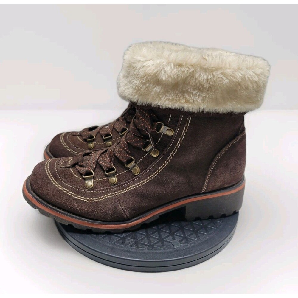 Woolrich Brown Suede Faux Fur Winter Zip Lace Up Boots Women’s 9 WS1056-206